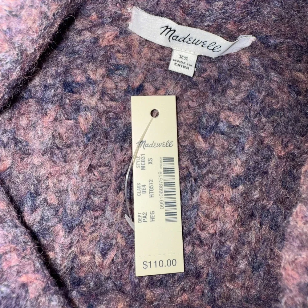 Madewell NWT Pointelle Mockneck Pullover Sweater Size XS Purple‎ Wool Blend Knit